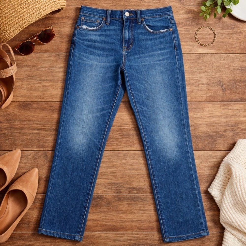 Madewell Denim The High-Rise Slim Boyjean Light Distressed Jeans 26 x 25 Ankle
